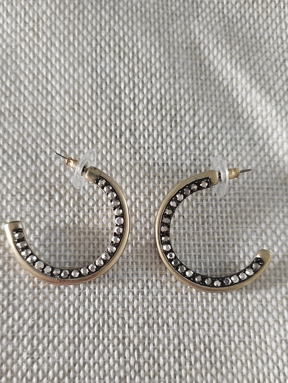 Nordstrom Gold-Tone Open Hoop Earrings with Crystal Pavé